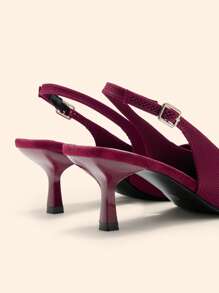 CUCCOO BASICS Women's Pointed Toe High Heel Shoes, Butterfly Details, Slingback Stilettos, Fashion Elegant Wine Red Color - Burgundy - View 5