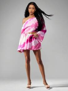 MISSGUIDED Set due pezzi coordinato con top fluido stampato e minigonna