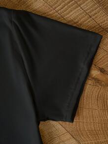 INAWLY Áo thun tay ngắn in chữ size thường, phù hợp cho mùa hè - màu đen - Xem 4