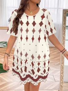 SHEIN Clasi Conjunto de Día de San Patricio para mujer de talla grande, vestido bohemio para festivales de primavera break - Blanco - Ver 5