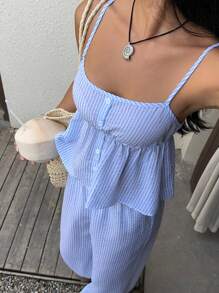 Sunnyshic Women Two Pieces Outfits For Daily Wear - Blue - View 1