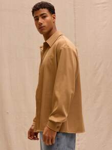Woven "Musero" Embroidered Shirt Smart Spring Summer Streetstyle Holiday Vacation - Brown - View 2