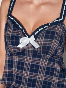 ROMWE Academia 格子套衫休闲睡衣套装 - 彩色 - 查看 2