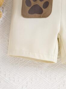 SHEIN Playful Pals Mono de verano para bebé niño con diseño de bolsillo con cachorro