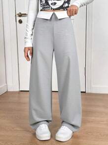 Summer,Holiday,TravelerTween Girls Casual Everyday Sports Relaxed Fit Waistband Colorblock Sweatpants - Grey - View 3