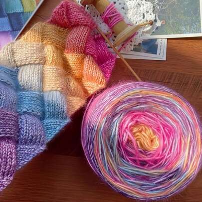 50克/卷手工染色渐变羊毛马海毛纱线柔软手工编织钩针线适用于围巾帽子100%天然DIY编织用品冬季工艺品服装配饰