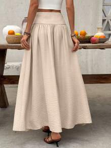 SHEIN Frenchy Women's High Waist Casual Long Apricot Casual Skirt Summer Outfits For Women  Vacation Outfits Women  Sun Dresses For Women  Easter Dresses - Apricot - View 2