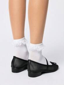 ROMWE Kawaii Zapatos planos cómodos de mujer con puntera redonda y slip-on en color negro - Negro - Ver 5