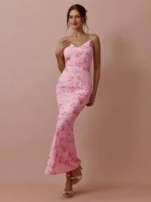 Enchnt 女士无袖 Y 字亮片刺绣连衣裙 - 粉色 - 查看 3