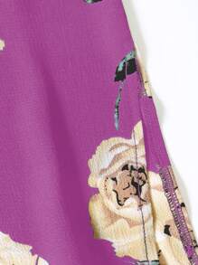 SHEIN LUNE Plus Size Floral Print Pants, For Summer