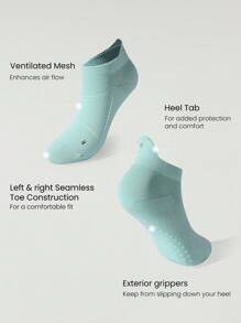 GLOWMODE 3 Pairs Socks Walk A Mile Soft Ventilated Mesh Grip Studio Workout Daily Gym - Mist Green - View 4