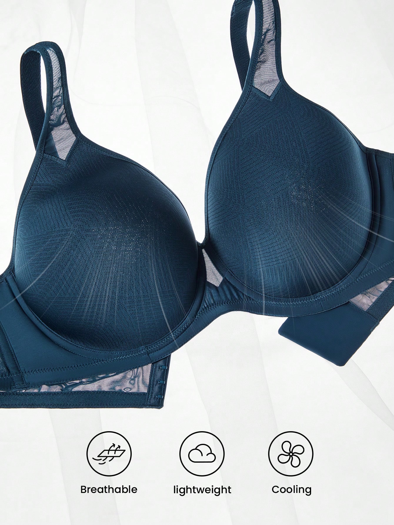 Plus Full Coverage Airy Breathable Sheer Mesh Spacer Cup Bra