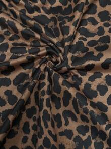 Gloray 女式优雅复古豹纹网眼飘逸袖收腰鱼尾连衣裙 - 咖啡 - 查看 7