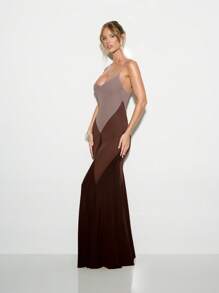 KIZN Vestido de noche de sirena de elegante malla con paneles, con inserciones de malla y bloqueo de color, de longitud hasta el suelo, perfecto para ocasiones especiales