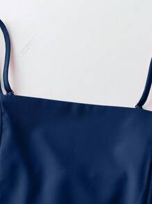 Qadelle Váy dây mảnh màu trơn thanh lịch cho nữ, mùa hè - Màu xanh hải quân - Xem 4