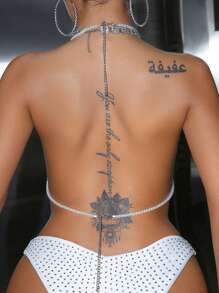 Swim EVENT Women's Fashionable Sexy Beaded Chain Neck Halter Cover Up For Summer Beach Vacation - White - View 2