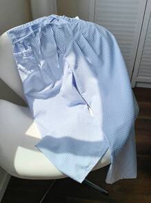 Comfortcana Damen Karomuster Knoten Taschen Lässig Urlaubs Hose