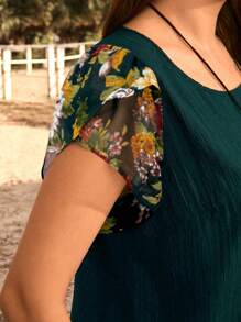 EMERY ROSE Plus Size Short Sleeve Shirt, Fashionable For Summer