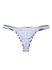Manfinity KASUA Men's Striped Thong Swim Briefs, Fashionable For Summer