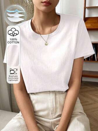 DAZY Solid Round Neck Tee