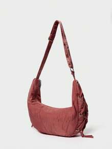 SHECARRY Tas Kanvas Bahu dengan Tali Bahu Warna Polos Bergaya Modis - Merah - View 7