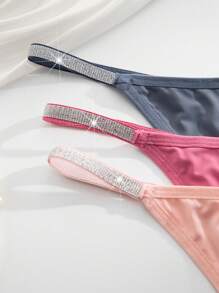 MidnightGlam 7pcs/Set Silver Color Waistband Women Comfortable & Sexy G-String Panties, Multi-Color, Lingerie For Women,Sexy,Valentine's Day,Wedding - Multicolor - View 8