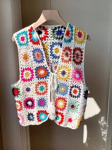 Áo len đan móc thủ công rỗng cho nữ - Nhiều màu - Xem 5