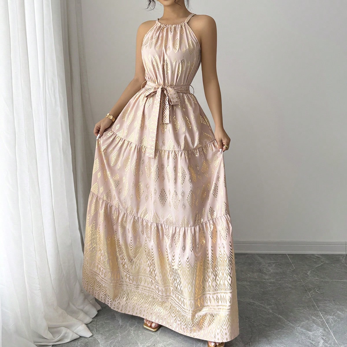 Sommermode Retro Geometrisches Muster Trägerkleid - Chiquease - Modalova