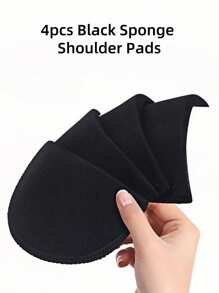 Set de 4 piezas de hombreras con cubierta negra, almohadillas de espuma para coser en sacos, abrigos, blazers, almohadillas para hombros con esponja, soporte para hombros engrosados para hombres y mujeres para dar apariencia de hombros anchos, manualidades para ropa