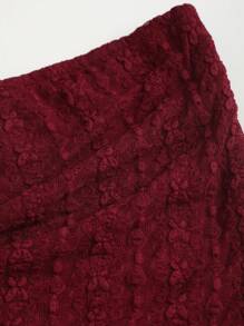 Sweetra Áo ống ren trơn màu đơn giản không đối xứng dành cho nữ - Gỗ đỏ - Xem 6