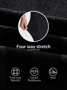 SHEIN Essnce 女式纯色紧身喇叭腿抽绳休闲牛仔裤 - 深灰色 - 查看 8