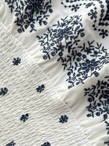 SHEIN Unity Váy không tay họa tiết hoa dệt phong cách Bohemian dành cho nữ - trắng - Xem 6