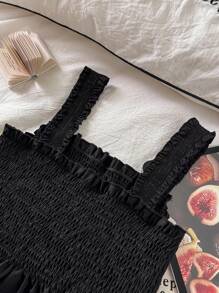 WESTFADE Young 3pcs Girls Ribbed Striped Cropped Camisole, Match With Mom, Casual All-Match Versatile Black & White Camisoles For Daily Outings