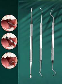 3Pcs Stainless Steel Double-Headed Pet Teeth Scaler & Scraper Set - Effective Tarter Removal Tool For Dogs & Cats​