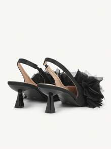 CUCCOO CHICEST Silver Pointed Toe Women's High Heels With Unique Strap Design, Elegant & Commuting-Suitable - Black - View 12
