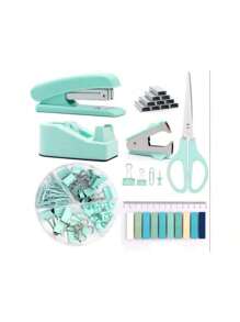 SHEIN 1set Student/Office Stapler, Scissors, Tape Dispenser, Staples Combo Pack,Back To School,School Supplies
