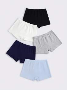 SHEIN Explorewe 男童纯色平角内裤5条装 男童内裤 纯棉男童平角内裤 幼儿内裤 男童内裤 - 彩色 - 查看 2