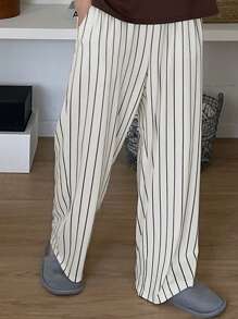 DAZY Men's Striped Loungewear Bottoms, Spring/Summer Pajama - Black and White - View 7