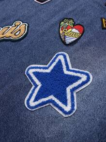 ROMWE MEN Prep 男士牛仔外套，夏季时尚 - 藍色 - 查看 3