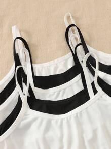 SHEIN 5pcs/Set Tween Girls' Simple Comfortable Skin-Friendly Puberty Period Cotton Camisole Tops - Black - View 4