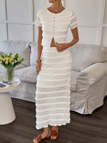 Easowa Women Two Pieces Outfits For Daily Wear - Apricot - View 5