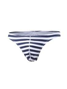 Manfinity KASUA Men's Striped Thong Swim Briefs, Fashionable For Summer