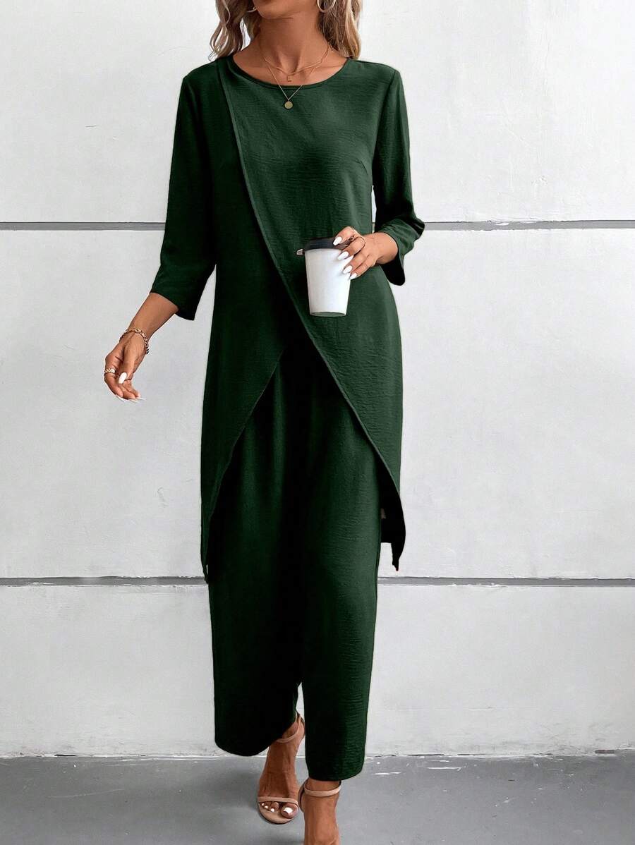 EMERY ROSE Women Two Pieces Outfits For Daily Wear - Teal Blue - View 1