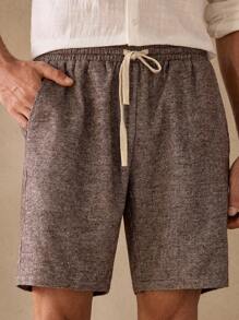 Manfinity ModaGents Pantalones cortos rectos de cintura media con cordón y tejido jacquard casual para hombre
