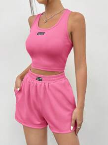 SHEIN EZwear 女士日常两件套服装 - 粉色 - 查看 3