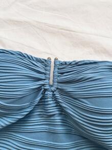 Soleia Costume da bagno intero bianco con bandeau, con texture jacquard e accenti metallici, adatto per vacanze al mare