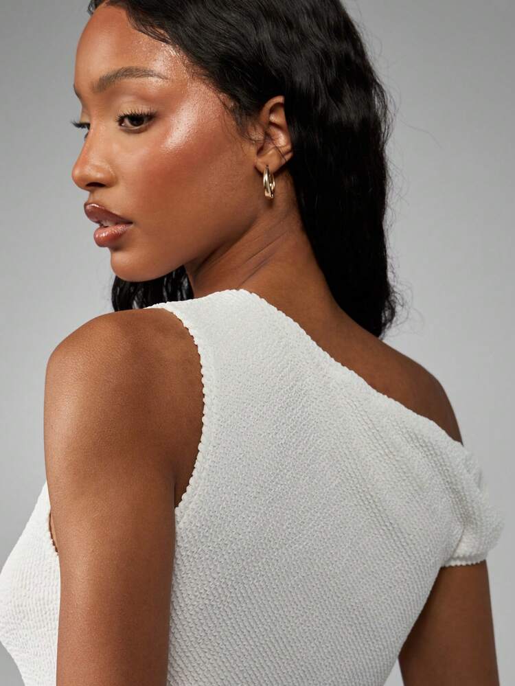 MISSGUIDED Stretch Textured Off The Shoulder Bodycon Mini Dress
