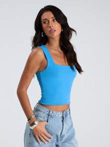 Glamine Women's Solid Color Deep U Neck Camisole Tank Top, Fashionable For Summer