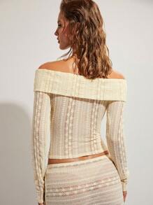COSMINA Camicetta elegante da donna con spalle scoperte in pizzo, adatta per le vacanze primaverili/estive