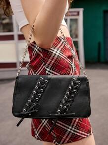 SHECARRY Women Sholuder Bags, Pu, Summer Autumn Holiday, For Dinner/Dating/Party/School/Travel/Commute/Shop Bag, Fashionable, Women Sholuder Bags, Iron Chain And Bow Decoration, Portable, With Metal Decor Lightweight, For Party, For Outdoors/Outings Party/Back To School, For Students